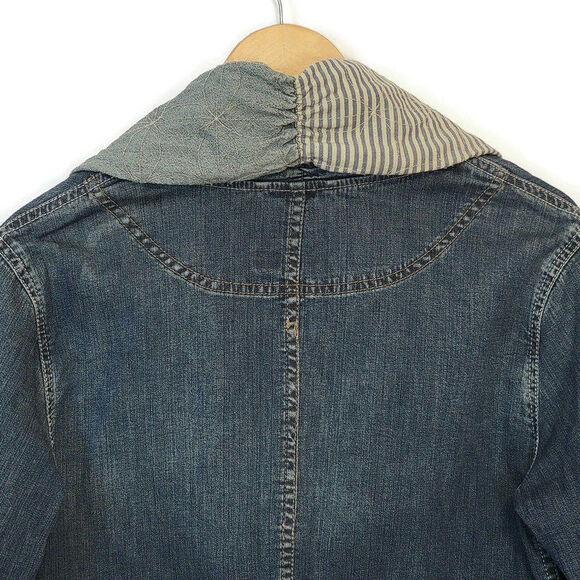 Anthropologie Holding Horses Patchwork Distressed Boho Denim Jacket Casual S - Picture 9 of 14